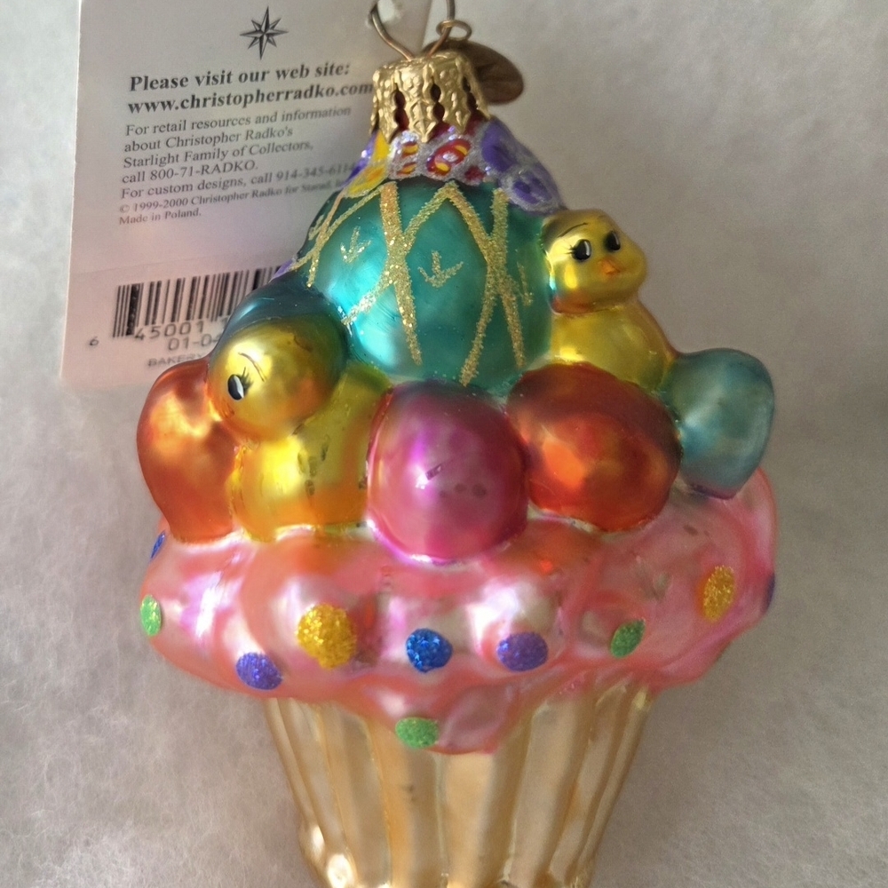 Christopher Radko Easter Cupcake Ornament with Chicks